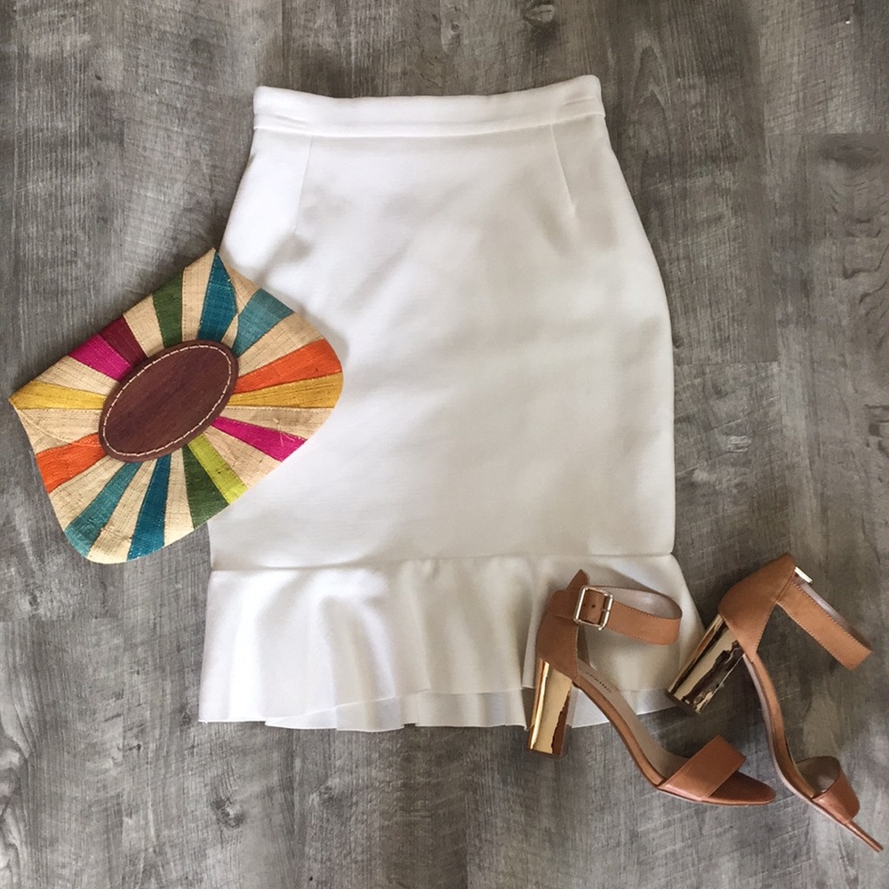 H&M White Ruffle Pencil Skirt 4 BOGO sale